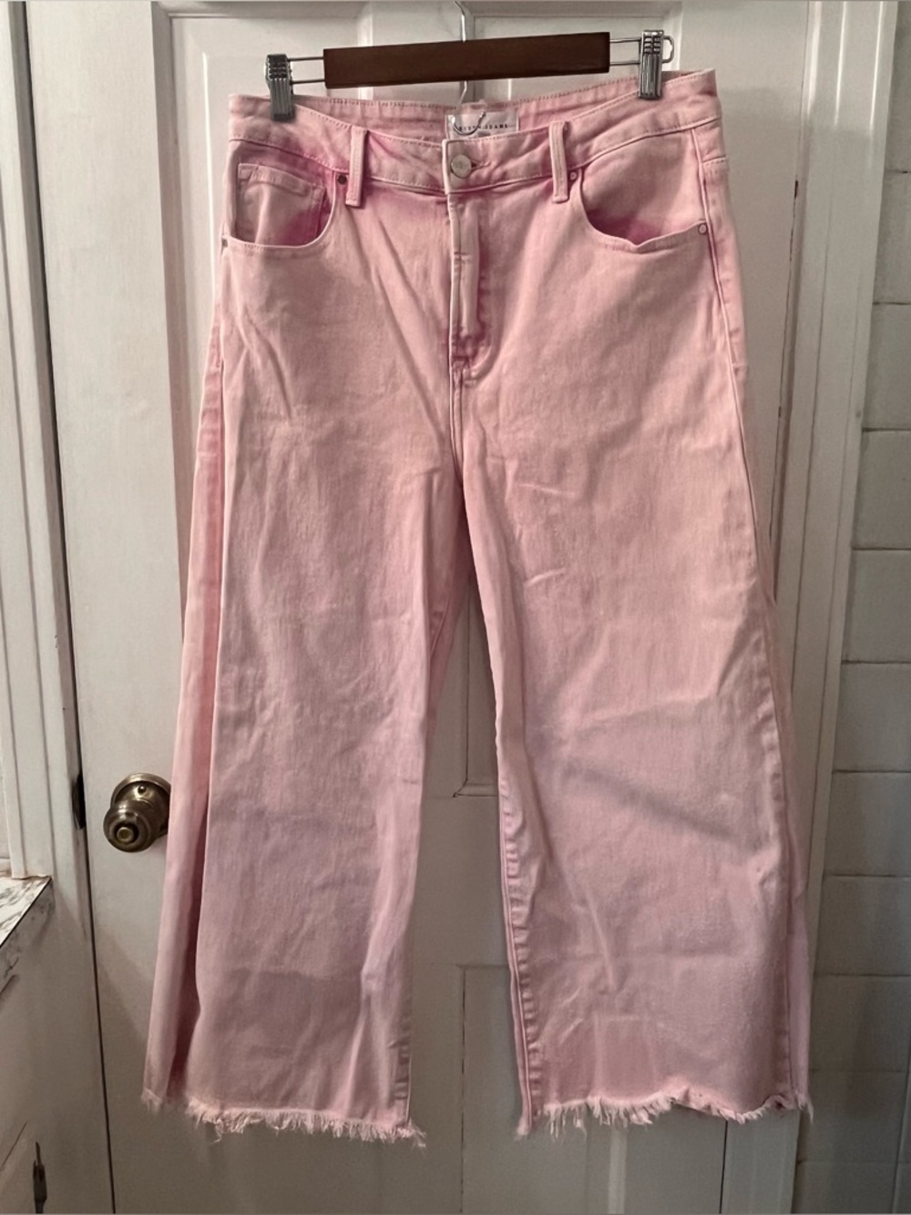 Risen Women’s High-Rise Tummy Control Pink Cropped Wide-Leg Jeans - Women's